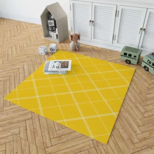 Gold Yellow White Diagonal Pattern Rug 1