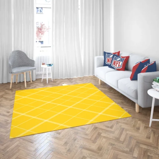 Gold Yellow White Diagonal Pattern Rug 2