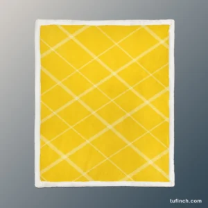 Gold Yellow White Diagonal Pattern Sherpa Fleece Blanket 1