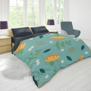 Golden Dyssodia Flowers Duvet Cover 1