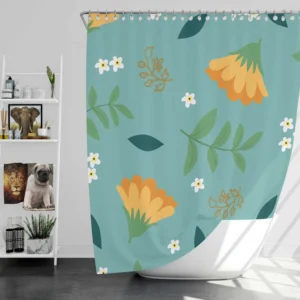 Golden Dyssodia Flowers Shower Curtain