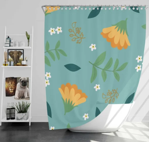 Golden Dyssodia Flowers Shower Curtain