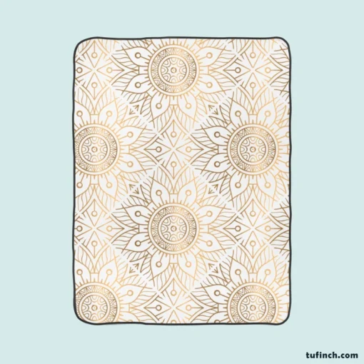 Golden Mandala Ornamental Fleece Blanket 1