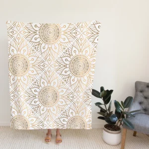 Golden Mandala Ornamental Fleece Blanket