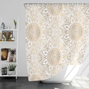 Golden Mandala Ornamental Shower Curtain