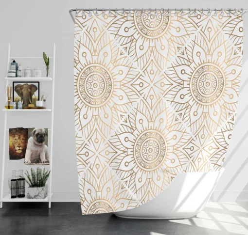 Golden Mandala Ornamental Shower Curtain