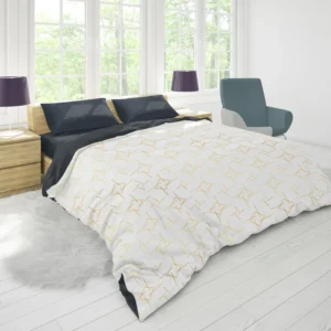 Golden Pattern with Lines and Squares Duvet Cover 1