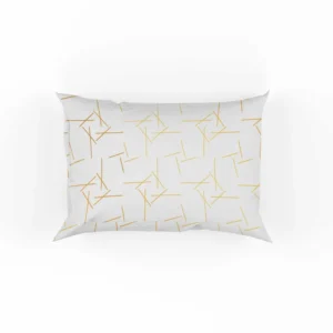 Golden Pattern with Lines and Squares Pillow Case