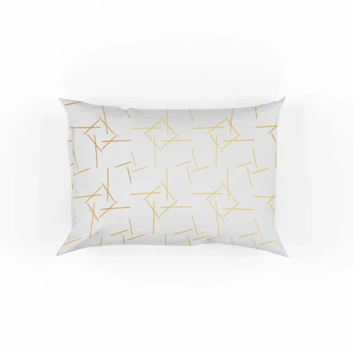 Golden Pattern with Lines and Squares Pillow Case