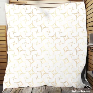 Golden Pattern with Lines and Squares Quilt Blanket