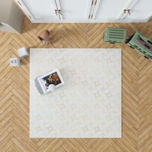 Golden Pattern with Lines and Squares Rug