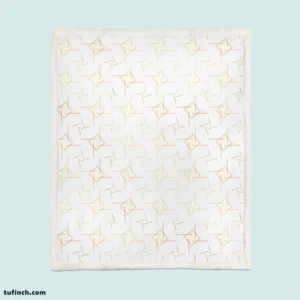 Golden Pattern with Lines and Squares Sherpa Fleece Blanket 1