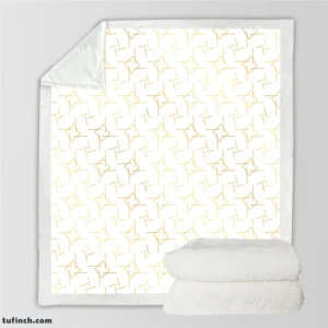 Golden Pattern with Lines and Squares Sherpa Fleece Blanket