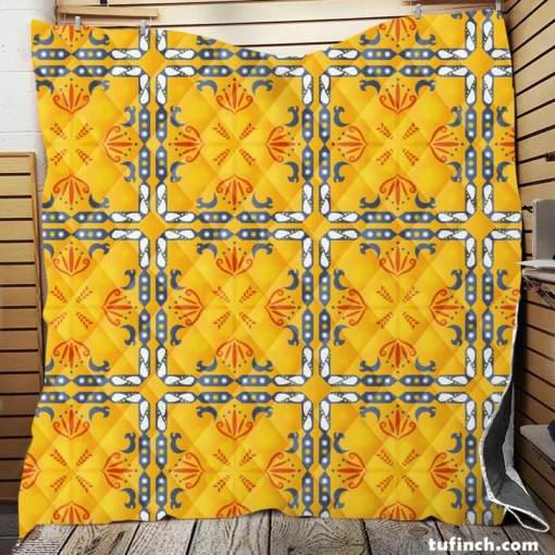 Golden Yellow Italian Design Quilt Blanket