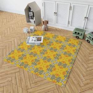 Golden Yellow Italian Design Rug 1