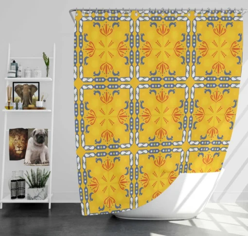 Golden Yellow Italian Design Shower Curtain