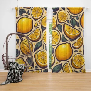 Golden Yellow Lemons Curtain