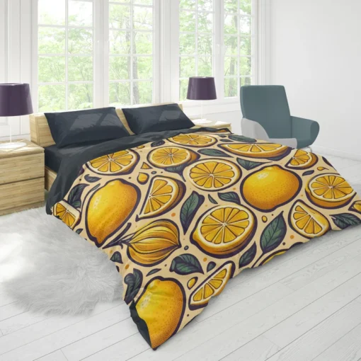 Golden Yellow Lemons Duvet Cover 1