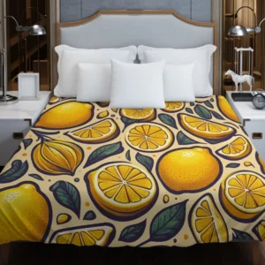 Golden Yellow Lemons Duvet Cover