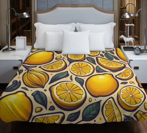 Golden Yellow Lemons Duvet Cover