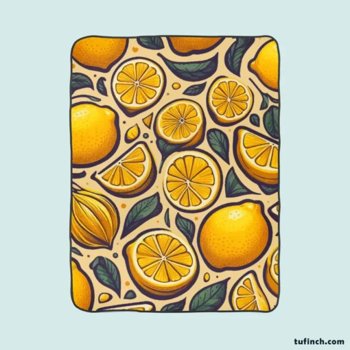 Golden Yellow Lemons Fleece Blanket 1