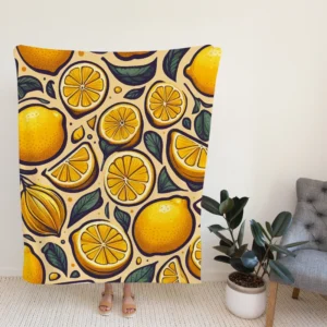 Golden Yellow Lemons Fleece Blanket