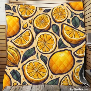 Golden Yellow Lemons Quilt Blanket