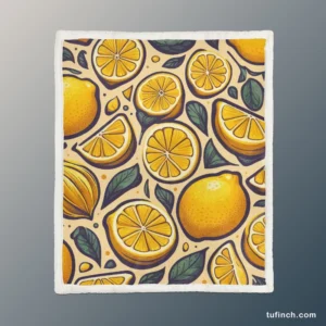 Golden Yellow Lemons Sherpa Fleece Blanket 1