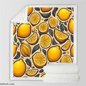 Golden Yellow Lemons Sherpa Fleece Blanket