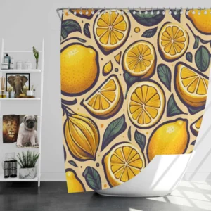 Golden Yellow Lemons Shower Curtain