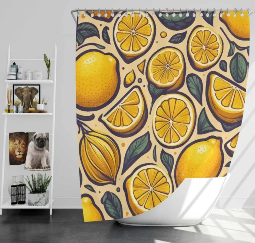 Golden Yellow Lemons Shower Curtain