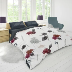 Gothic Watercolor Floral Pattern Duvet Cover 1