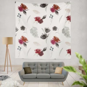 Gothic Watercolor Floral Pattern Wall Tapestry