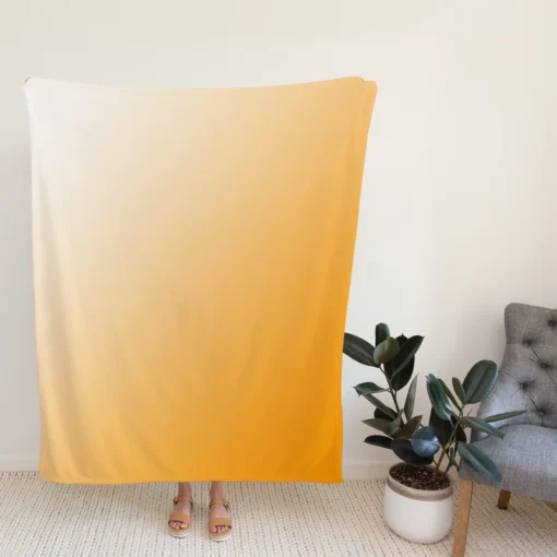 Gradient Light Orange White Fleece Blanket