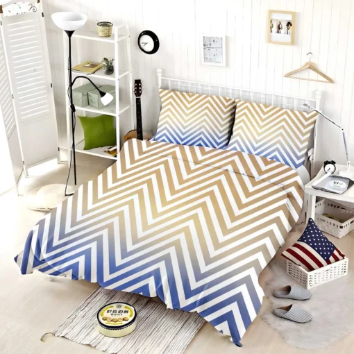 Gradient Zigzag Geometric Pattern Bedding Set