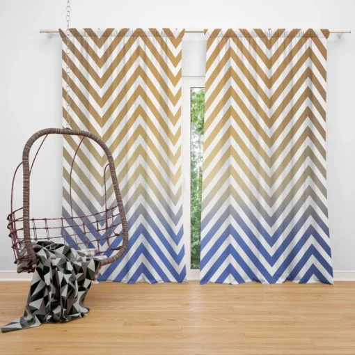 Gradient Zigzag Geometric Pattern Curtain