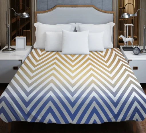 Gradient Zigzag Geometric Pattern Duvet Cover