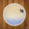 Gradient Zigzag Geometric Pattern Round Beach Towel