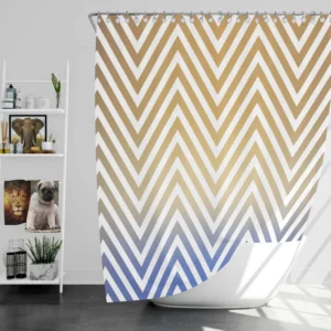 Gradient Zigzag Geometric Pattern Shower Curtain