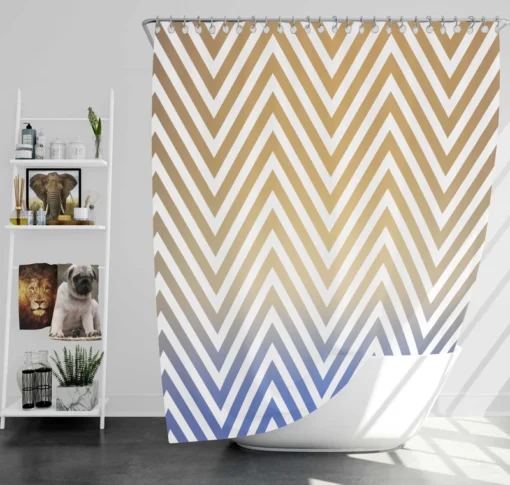 Gradient Zigzag Geometric Pattern Shower Curtain