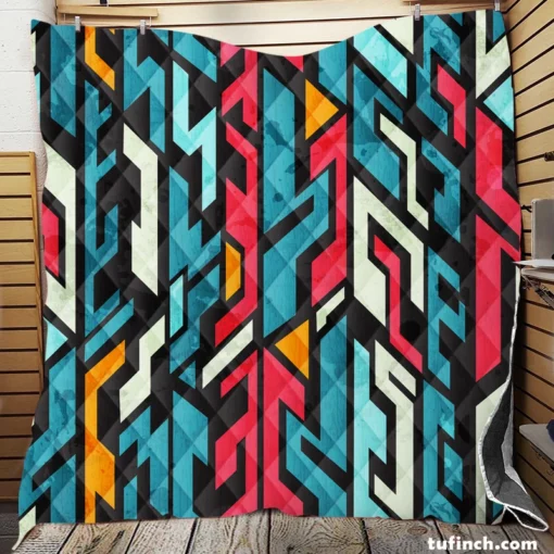 Graffiti-inspired Seamless Design Quilt Blanket