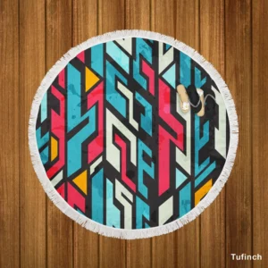 Graffiti-inspired Seamless Design Round Beach Towel