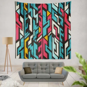 Graffiti-inspired Seamless Design Wall Tapestry