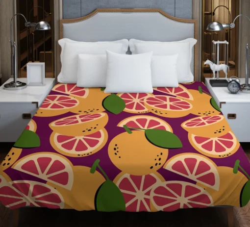 Grapefruit Slice And Grapefruit Duvet Cover