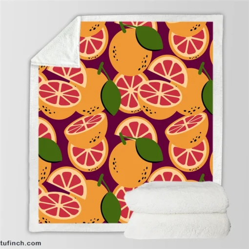 Grapefruit Slice And Grapefruit Sherpa Fleece Blanket