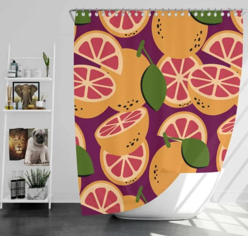 Grapefruit Slice And Grapefruit Shower Curtain