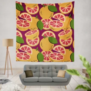 Grapefruit Slice And Grapefruit Wall Tapestry