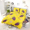 Grapes Bunch And Flowers In Yellow Bedding Set