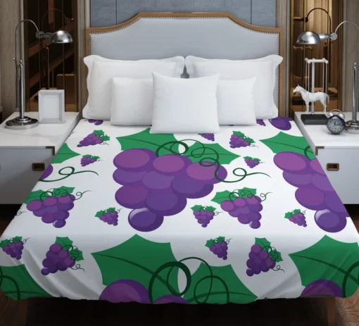 Grapes Bunch Painted In Purple Duvet Cover