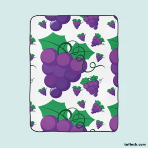 Grapes Bunch Painted In Purple Fleece Blanket 1